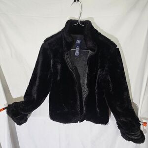 GAP Kids Vintage Y2K Black Faux Fur Full-Zip Jacket Girls Size L
